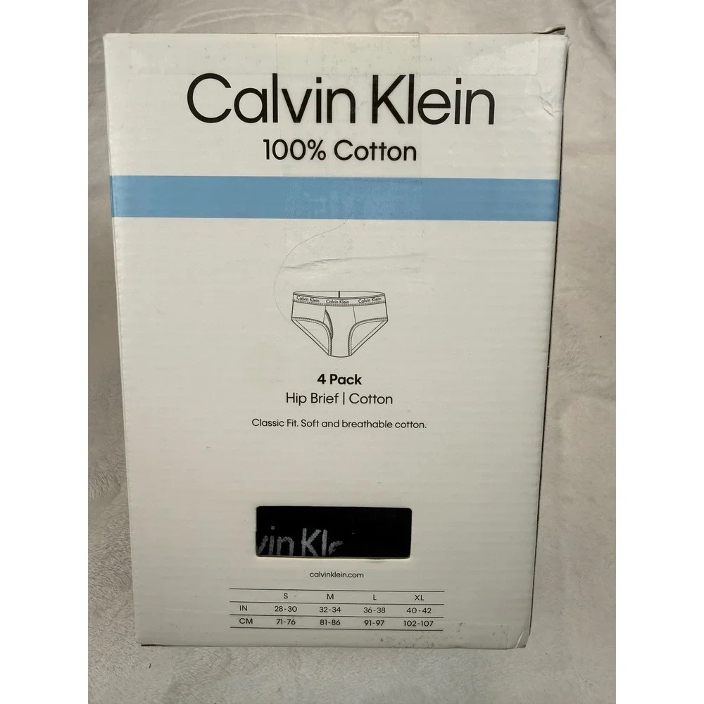 Calvin Klein Mens 4 Pack Cotton Classic Fit Hip Briefs Black XL 40-42 Soft New